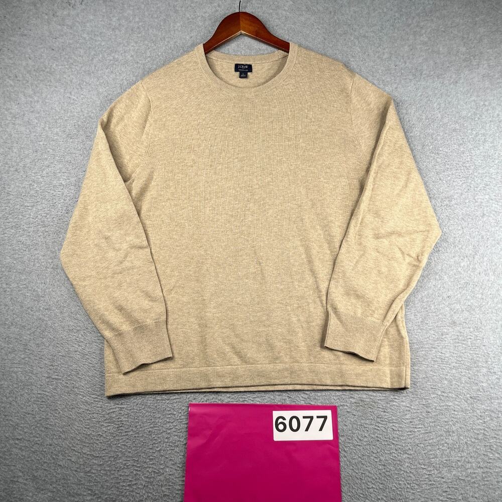 J Crew Crew Neck Sweatshirt Beige Heather Knit Mens Size Large